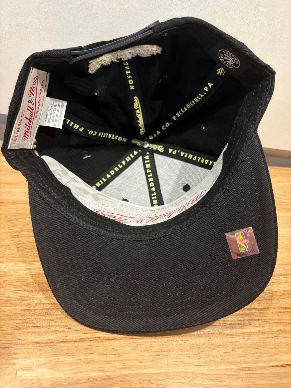 Mitchell & Ness Toronto Raptors Wool Blend Black Snapback Hat - New With Tags - Picture 11 of 11